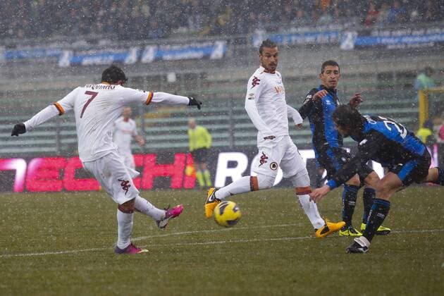 Marquinho Roma 1-1. Goal celebration - Bergamo, 24.02.2013 - Serie A 2012 2013 - Atalanta Bergamo vs AS Roma - MarcoxBertorello