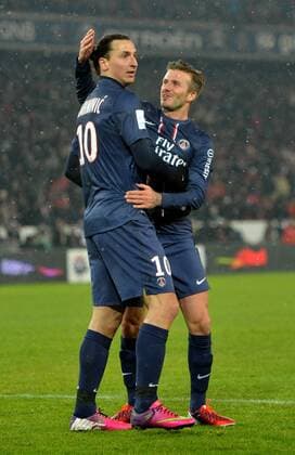 David Beckham (psg) - Zlatan Ibrahimovic (psg) FOOTBALL : Paris SG vs Marseille - Ligue 1 - 24 02 2013 AnthonyBIBARD FEP Panoramic 