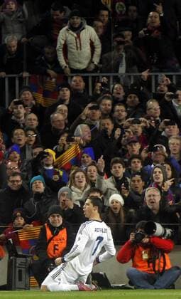 Copa del Rey. FC Barcelona vs Real Madrid. Cristiano Ronaldo celebrates goal. 