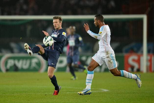 David Beckham (psg) - Alaixys Romao (om) FOOTBALL : Paris SG vs Marseille - Coupe de France - 27 02 2013 AnthonyBIBARD FEP Panoramic 