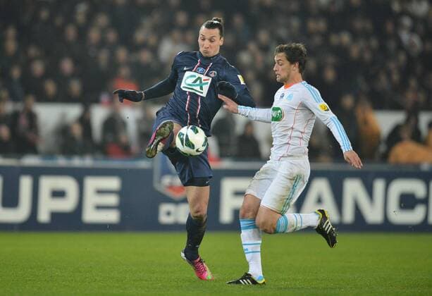 Zlatan Ibrahimovic (psg) - Lucas Mendes (om) FOOTBALL : Paris SG vs Marseille - Coupe de France - 27 02 2013 AnthonyBIBARD FEP Panoramic 