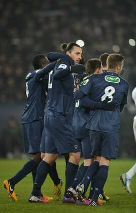 Zlatan Ibrahimovic (psg) - David Beckham (psg) FOOTBALL : Paris SG vs Marseille - Coupe de France - 27 02 2013 AnthonyBIBARD FEP Panoramic 