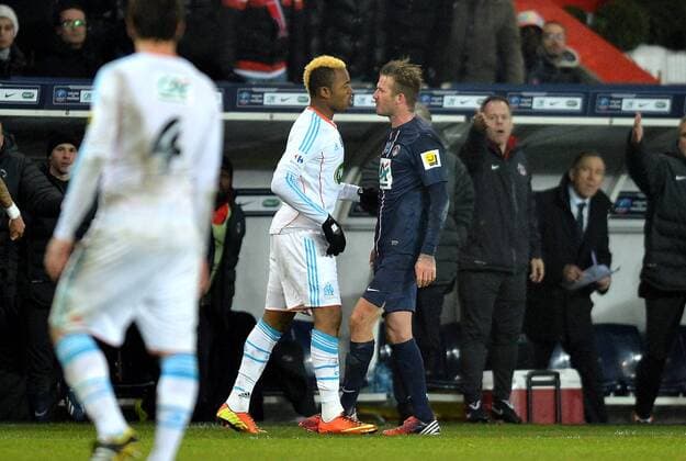 David Beckham (psg) - Jordan Ayew (om) FOOTBALL : Paris SG vs Marseille - Coupe de France - 27 02 2013 AnthonyBIBARD FEP Panoramic 