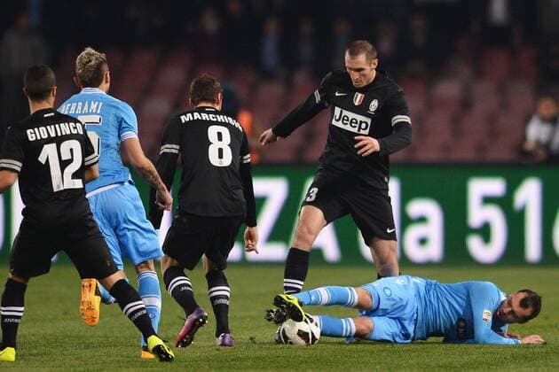 Giorgio Chiellini Juventus, Goran Pandev Napoli .Napoli 01 03 2013 Stadio San Paolo.Football Calcio 2012 2013 Serie A. andreaxstaccioli
