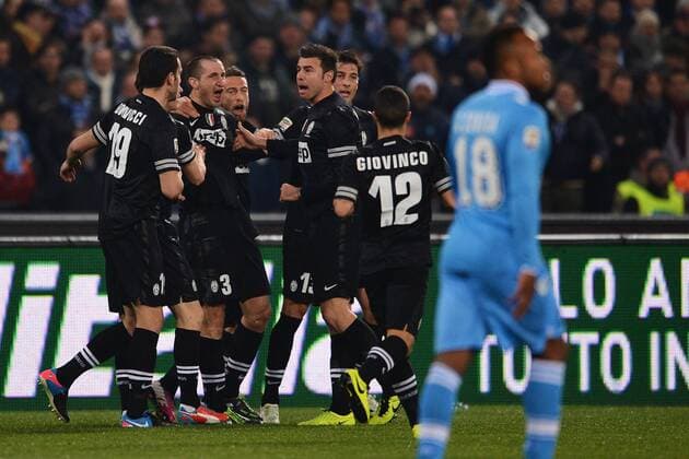 Jubel Giorgio Chiellini Juventus 0-1.Goal celebration .Napoli 01 03 2013 Stadio San Paolo.Football Calcio 2012 2013 Serie A. andreaxstaccioli