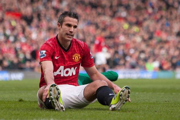 Football - 2012 2013 Premier League - Manchester United (ManU) vs. Norwich City - Robin van Persie of Manchester United (ManU) looks dejected at Old Trafford 