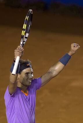 Spain s Rafael Nadal celebrates after the men s singles final match at the Mexican Open Tennis Tournament held in Acapulco, State of Guerrero, Mexico, on Mar. 2, 2013. (Xinhua Pedro Mera) MEXICO-ACAPULCO-TENNIS-OPEN 