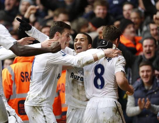 Tottenham s Aaron Lennon celebrates scoring his sides second goal..Tottenham Hotspur v Arsenal- Barclays Premier League - White Hart Lane, London- 3 03 13 - Picture David Klein Sportimage EDITORIAL USE ONLY. No use with unauthorised audio, video, data, fixture lists, club league logos or live services. Online in-match use limited to 120 images, no video emulation. No use in betting, games or single club league player publications.