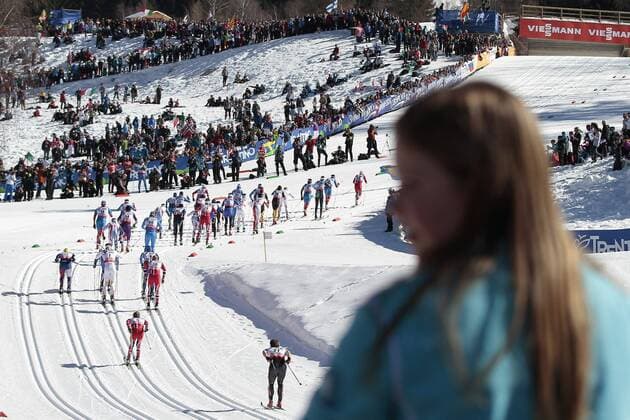 03.03.2013, Langlaufstadion, Lago di Tesero, ITA, FIS Weltmeisterschaften Ski Nordisch, Langlauf Herren, 50 km, im Bild a view of the entrance of the cross country stadium EP Groder