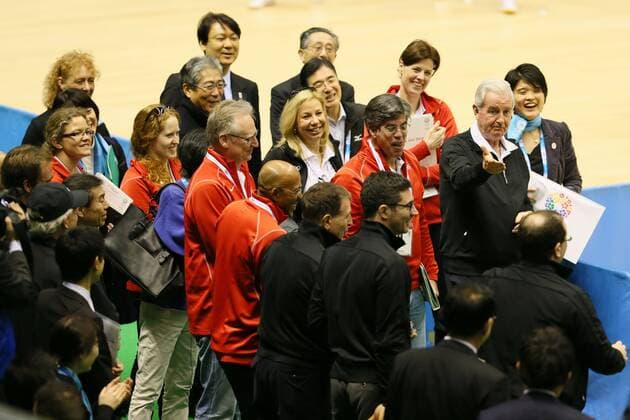 Craig Reedie, MARCH 5, 2013 : International Olympic Committee Vice President Craig Reedie and IOC Evaluation Commission menber visit at Tokyo Metropolitan Gymnasium, Tokyo, Japan. The IOC evaluation commission, led by Reedie, began a four-day inspection of Tokyo s bid to host the 2020 Olympics.  (qdwa025751)