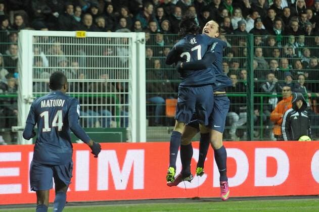 Javier Pastore et Zlatan Ibrahimovic (psg) FOOTBALL : AS Saint Etienne vs Paris Saint Germain (PSG) - Ligue 1 - 17 03 2013 FredericChambert 
