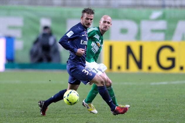Renaud Cohade (saint etienne) vs David Beckham (psg) FOOTBALL : AS Saint Etienne vs Paris Saint Germain (PSG) - Ligue 1 - 17 03 2013 FredericChambert 