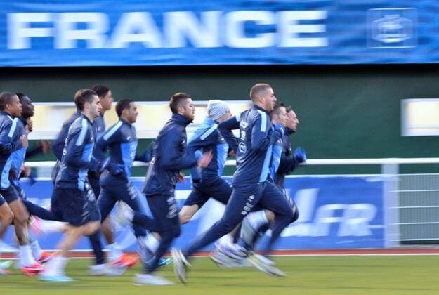 Jeremy Menez (fra) - Karim Benzema (fra) FOOTBALL : Entrainement - Equipe de france - 18 03 2013 AnthonyBIBARD FEP Panoramic 