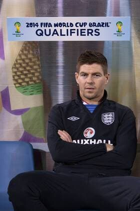 Football - World Cup 2014 Qualifier - San Marino vs. England Steven Gerrard of England on the bench at the Olympic Stadium, San Marino 