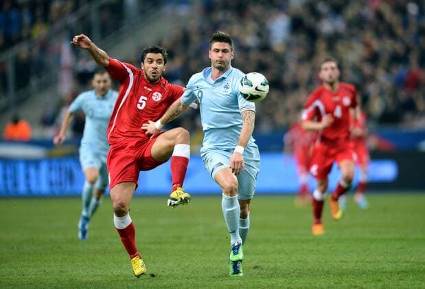 Olivier Giroud (fra) - Aleksander Amisulashvili (geo) : Frankreich vs Georgien - - 22 03 2013 AnthonyBIBARDFEP 
