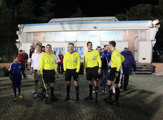 San Marino s and England s plyers wait for the start of the match..San Marino v England- World Cup Qualifier - Stadio di Serravalle, Serravalle- 22 03 13 - Picture David Klein Sportimage EDITORIAL USE ONLY. No use with unauthorised audio, video, data, fixture lists, club league logos or live services. Online in-match use limited to 120 images, no video emulation. No use in betting, games or single club league player publications.
