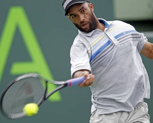 March 22, 2013 - Key Biscayne, FL, USA - James Blake returns a shot in the men s singles second round at the Sony Open Tennis, in Key Biscayne, Florida, Friday, March 22, 2013. Sony Open - ZUMAm67