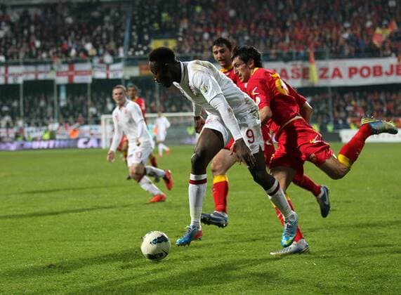 England s Danny Welbeck gets booked for diving..Montenegro v England- World Cup Qualifier - Podgorica City Stadium, Podgorica- 26 03 13 - Picture David Klein Sportimage EDITORIAL USE ONLY. No use with unauthorised audio, video, data, fixture lists, club league logos or live services. Online in-match use limited to 120 images, no video emulation. No use in betting, games or single club league player publications.