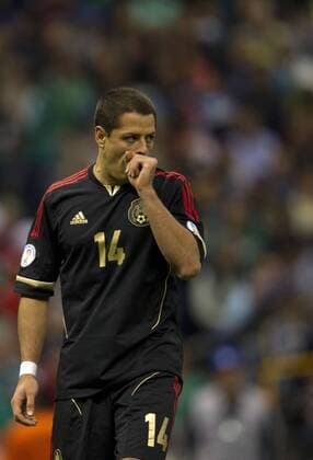 MEXICO CITY, March 26, 2013 - Mexico s Javier CHICHARITO Hernandez reacts during a CONCACAF s qualifying match for Brazil s World Cup 2014 against the U.S. at Azteca Stadium, in Mexico City, capital of Mexico, on March 26, 2013. (Xinhua David de la Paz) (da) (sp) MEXICO-MEXICO CITY-SOCCER-MEXICO VS U.S. 