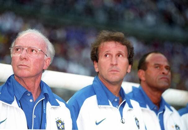 Nationaltrainer Mario Zagallo (BRA, li.) und Co Trainer Zico (BRA)