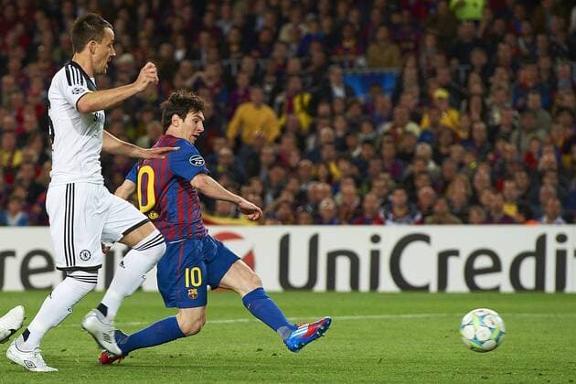 24.04.2012, UEFA Champions League, FC Barcelona - FC Chelsea London v.l. John Terry (Chelsea London), Lionel Messi (FC Barcelona)
