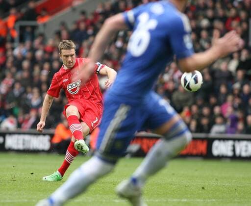 Football - 2012 2013 Premier League - Southampton FC - Chelsea FC London, Southampton s Rickie Lambert fires in his sides second goal at St Mary s Stadium Southampton 