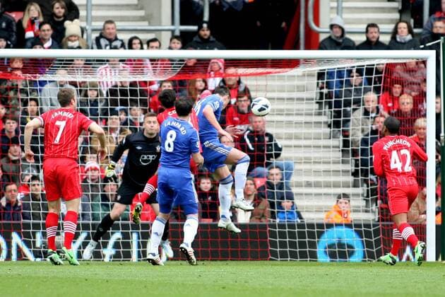 Football - 2012 2013 Premier League - Southampton FC - Chelsea FC London; John Terry of Chelsea draws the team level at St Mary s Stadium Southampton with a fine header 
