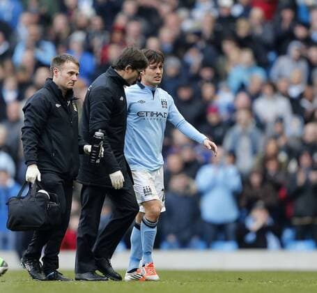 Manchester City s David SIlva goes off injured..Manchester City v Newcastle United- Barclays Premier League - City Of Manchester Stadium, Manchester- 30 03 13 - Picture David Klein Sportimage EDITORIAL USE ONLY. No use with unauthorised audio, video, data, fixture lists, club league logos or live services. Online in-match use limited to 120 images, no video emulation. No use in betting, games or single club league player publications.