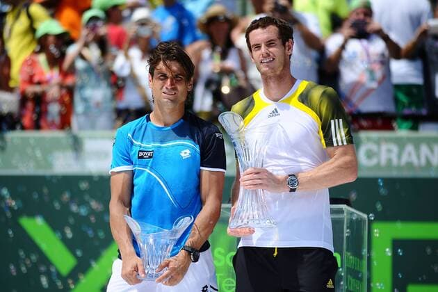 David Ferrer (ESP) Andy Murray (GBR) TENNIS : Sony Open in Miami - ATP Tennis Herren - 31 03 2013 virginiebouyer tennismag panoramic 