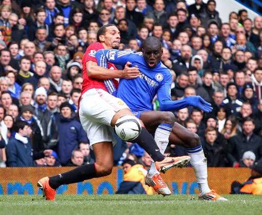 Pic: Paul Marriott . . Chelsea v Manchester United - FA Cup Quarter-Final replay . . 01.04.13 Rio Ferdinand (MU) Demba Ba (C) 