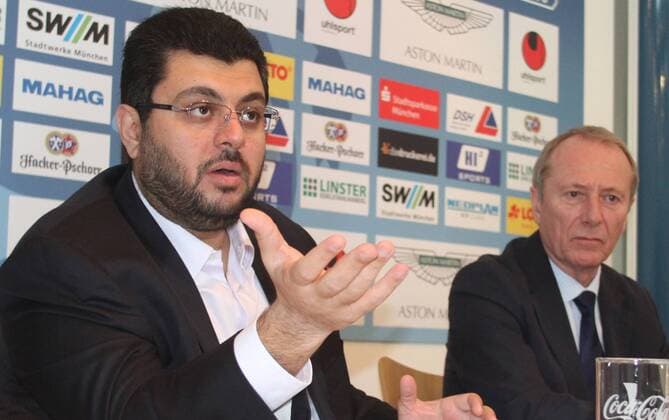 Investor Hasan Ismaik und Präsident Hep Monatzeder bei der PK Fussball TSV 1860 München Pressekonferenz mit Investor Hasan Ismaik und Präsident Hep Monatzeder 2.BL 05.04.2013