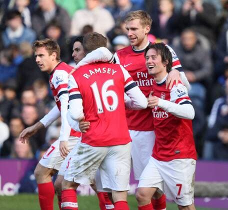 Pic: Paul Marriott . . West Bromwich Albion v Arsenal . . 06.04.13 Tomas Rosicky (A) celebrates scoring a goal for Arsenal. 0-2 