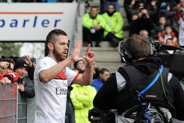 joie de Jeremy Menez apres son but (PSG) FOOTBALL : Rennes vs PSG - Ligue 1 - 06 04 2013 N.LeGouic FEP Panoramic 