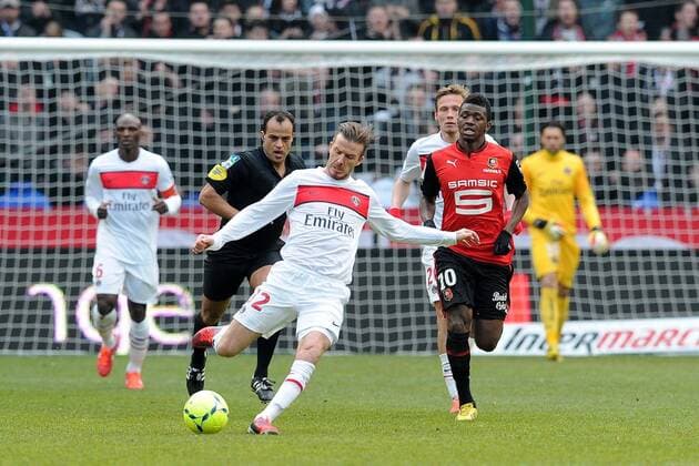 Sadio Diallo(Rennes) David Beckham (PSG) FOOTBALL : Rennes vs PSG - Ligue 1 - 06 04 2013 N.LeGouic FEP Panoramic 