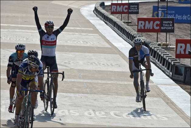 Sieger Fabian Cancellara (Switzerland Team Radioshack Leopard) vor Sep Vanmarcke (Belgium Team Blanco ProCycling team, R) Radsport: Paris Roubaix - 07 04 2013 xPhotoxNewsx 