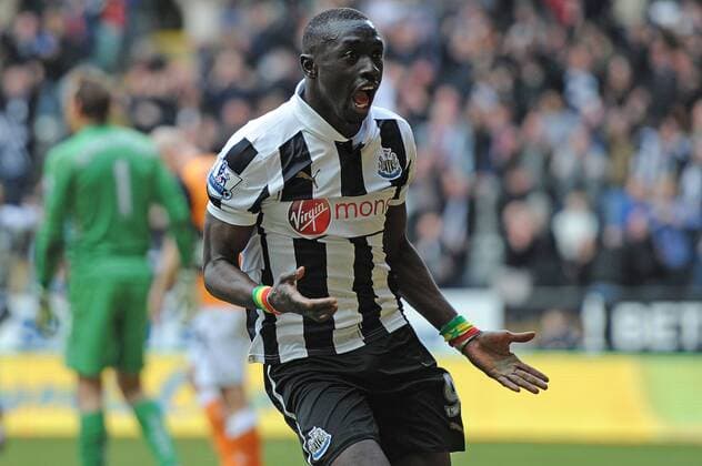 Football - Premier League - Newcastle United vs. FC Fulham: Papiss Cisse (Newcastle United) celebrates his goal at St James Park. 