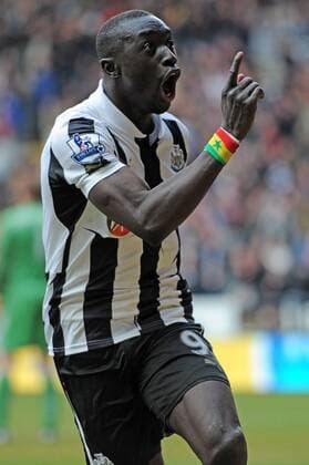 Football - Premier League - Newcastle United vs. FC Fulham: Papiss Cisse (Newcastle United) celebrates another late winner at St James Park. 