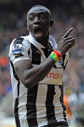 Football - Premier League - Newcastle United vs. FC Fulham: Papiss Cisse (Newcastle United) celebrates another late winner at St James Park. 
