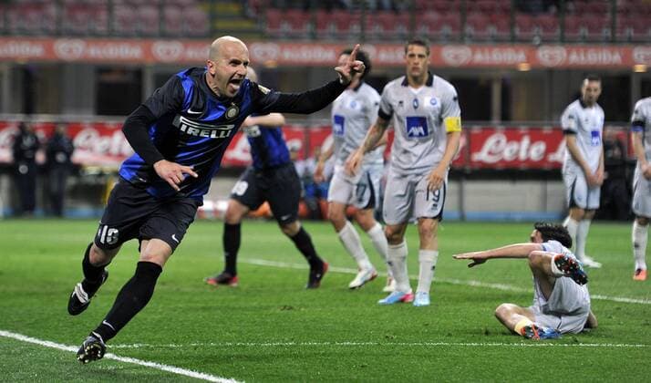 IPP20130407 Football - soccer: Serie A, Inter Mailand - Atalanta Bergamo, tommaso rocchi Torjubel nach dem 1:0 xHOCHxZWEIx xItalyxPhotoxPressx 