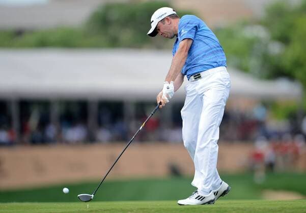 April 07 2013: Martin Laird tees off on the par-4 11th hole during the final round of the PGA Golf Herren Tour Texas Open at the TPC San Antonio in San Antonio Texas. Laird would shoot a -9 on the final day to win the tournament. GOLF: APR 07 PGA Golf Herren - Valero Texas Open - Final Round Icon276130407222 EDITORIAL USE ONLY