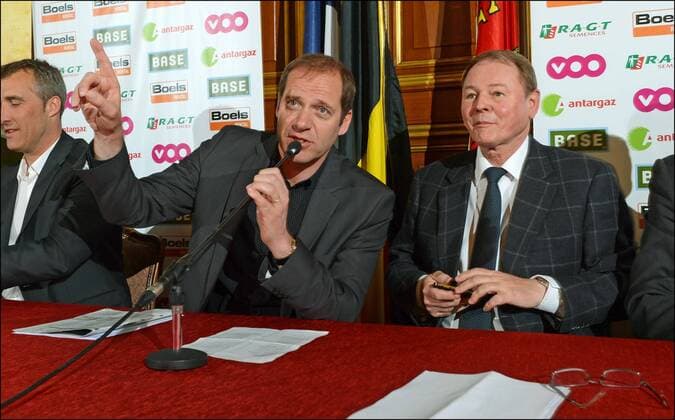 Christian Prudhomme (ASO Director) - Andre Gilles CYCLISME : Presentation des Classiques ardennaises 2013 - Liege - 09 04 2013 Photonews Panoramic 