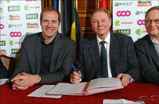 Christian Prudhomme (ASO Director) - Andre Gilles CYCLISME : Presentation des Classiques ardennaises 2013 - Liege - 09 04 2013 Photonews Panoramic 