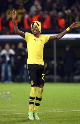 Dortmund Fußball Champions League Viertelfinale Borussia Dortmund vs. Malaga CF, Siegtorschütze Felipe Santana (BvB) freut sich