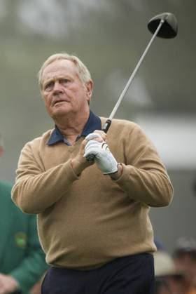 Honorary starter Jack Nicklaus watches his drive off of the first tee as he starts the 2013 Masters at Augusta National on April 11, 2013 in Augusta, Georgia. .  AUG20130411312