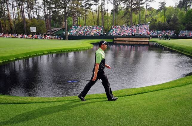 April 11, 2013 - Augusta, GA, USA - Sergio Garcia walks around the pond near the 15th green during the first round of the Masters at Augusta National Golf Club in Augusta, Georgia, Thursday, April 11, 2013. Masters at Augusta National Golf Club - ZUMAm67