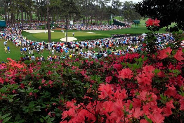 April 11, 2013 - Augusta, GA, USA - The azaleas were in full bloom overlooking the 16th green during the first round of the Masters at Augusta National Golf Club in Augusta, Georgia, Thursday, April 11, 2013. Masters at Augusta National Golf Club  - ZUMAgus
