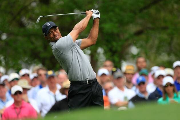 (130412) -- AUGUSTA, April 11, 2013 (Xinhua) -- Tiger Woods of the United States competes during the first round of the 2013 Masters golf tournament at the Augusta National Golf Club in Augusta, Georgia, the United States, April 11, 2013. Woods shot a two-under par 70 on Thursday. (Xinhua Sam Greenwood Augusta National) U.S.-AUGUSTA-GOLF-2013 MASTERS 