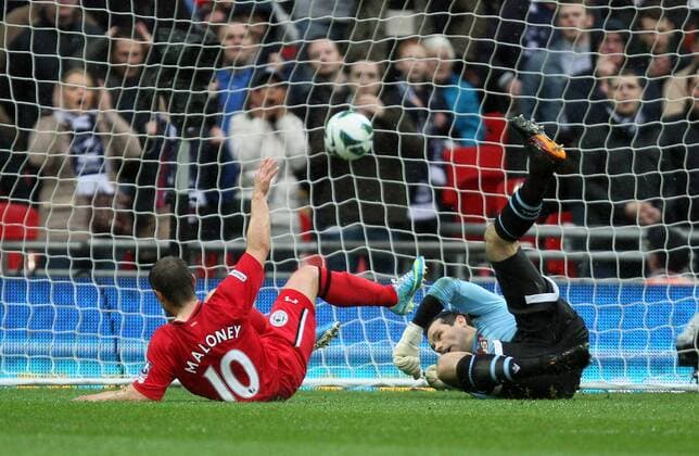 Pic: Paul Marriott . . FA Cup Semi-Final - Millwall v Wigan Athletic . . 13.04.13 Shaun Maloney (WA) scores a goal for Wigan. 0-1 