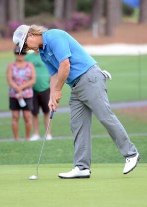 April 19, 2013 - Hilton Head Island, SC, USA - Charley Hoffman putts on No. 10 during second round of the 45th RBC Heritage presented by Boeing at Harbour Town Golf Links in Sea Pines on Hilton Head Island, South Carolina, Friday, April 19, 2013. RBC Heritage - ZUMAm67