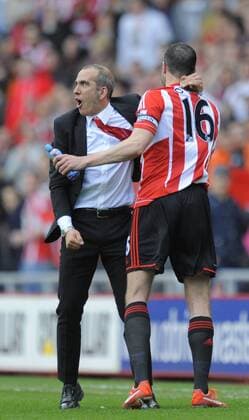 Sunderland manager Paolo Di Canio celebrates at the final whistle John O Shea of Sunderland - Barclays Premier League - Sunderland vs Everton - Stadium of Light - Sunderland - 20 04 13 - Picture Richard Lee Sportimage EDITORIAL USE ONLY. No use with unauthorised audio, video, data, fixture lists, club league logos or live services. Online in-match use limited to 120 images, no video emulation. No use in betting, games or single club league player publications.